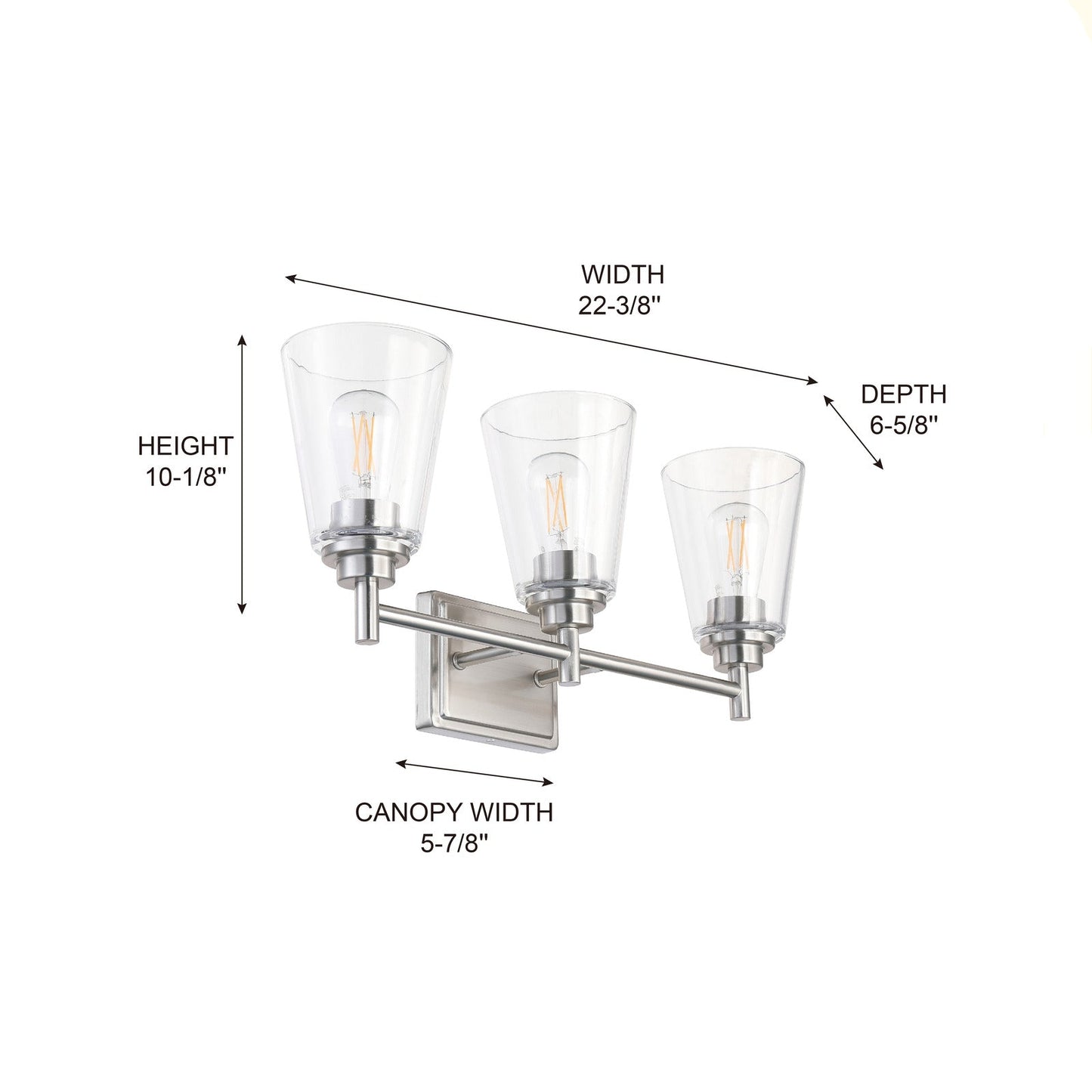 22'' Traditional Brushed Nickel Fountain-Style 3-Light Fixture