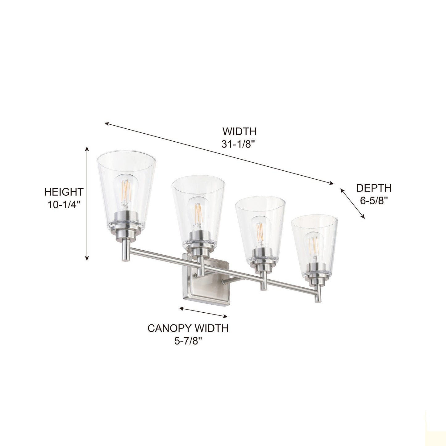 31'' Traditional Brushed Nickel Fountain-Style 4-Light Fixture