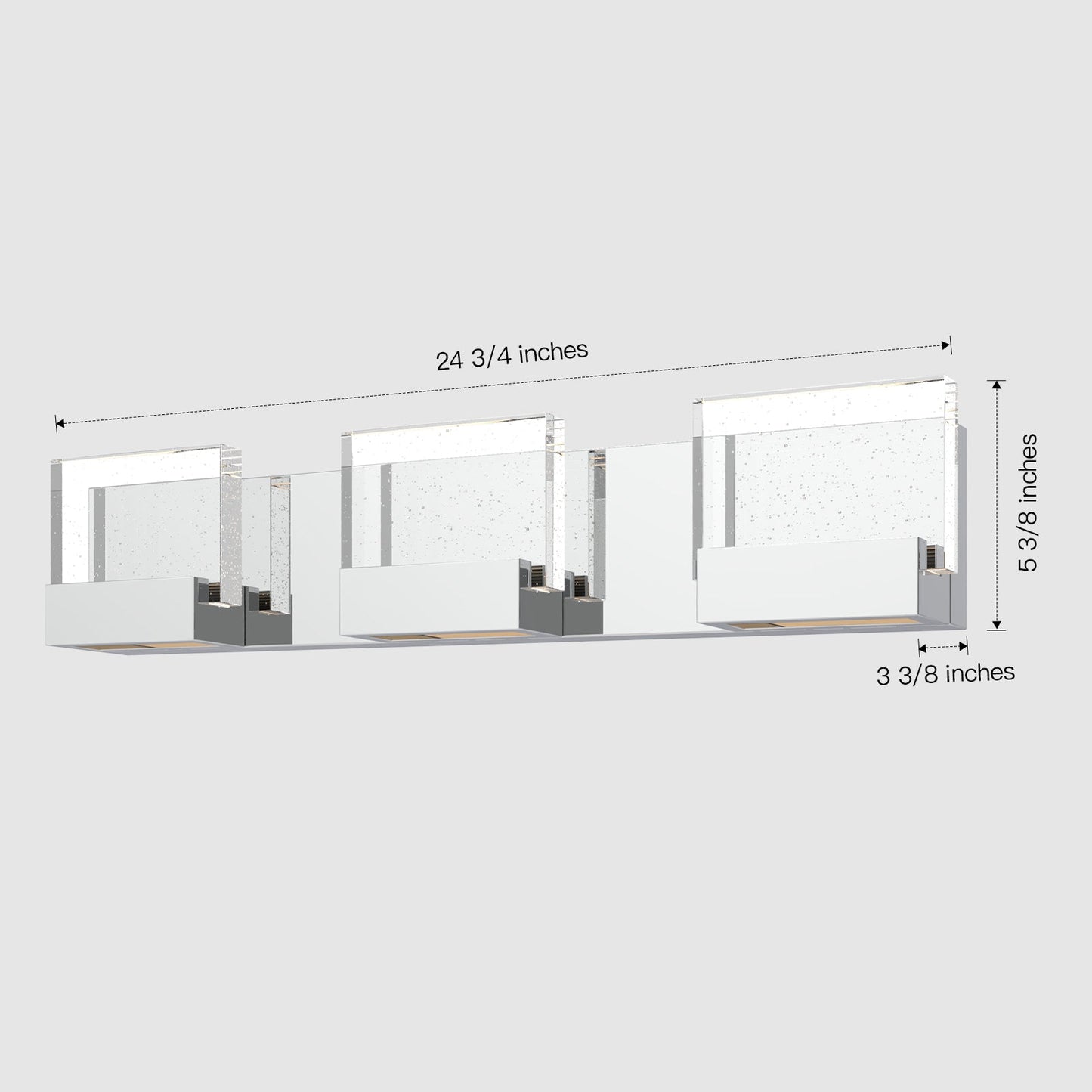 24'' Contemporary Chrome Wall Vanity Light – Bubble Glass Shades (3-Light)