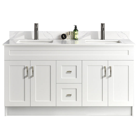60″ Double Sink Bathroom Vanity (HDF). Free Standing Bathroom Cabinet