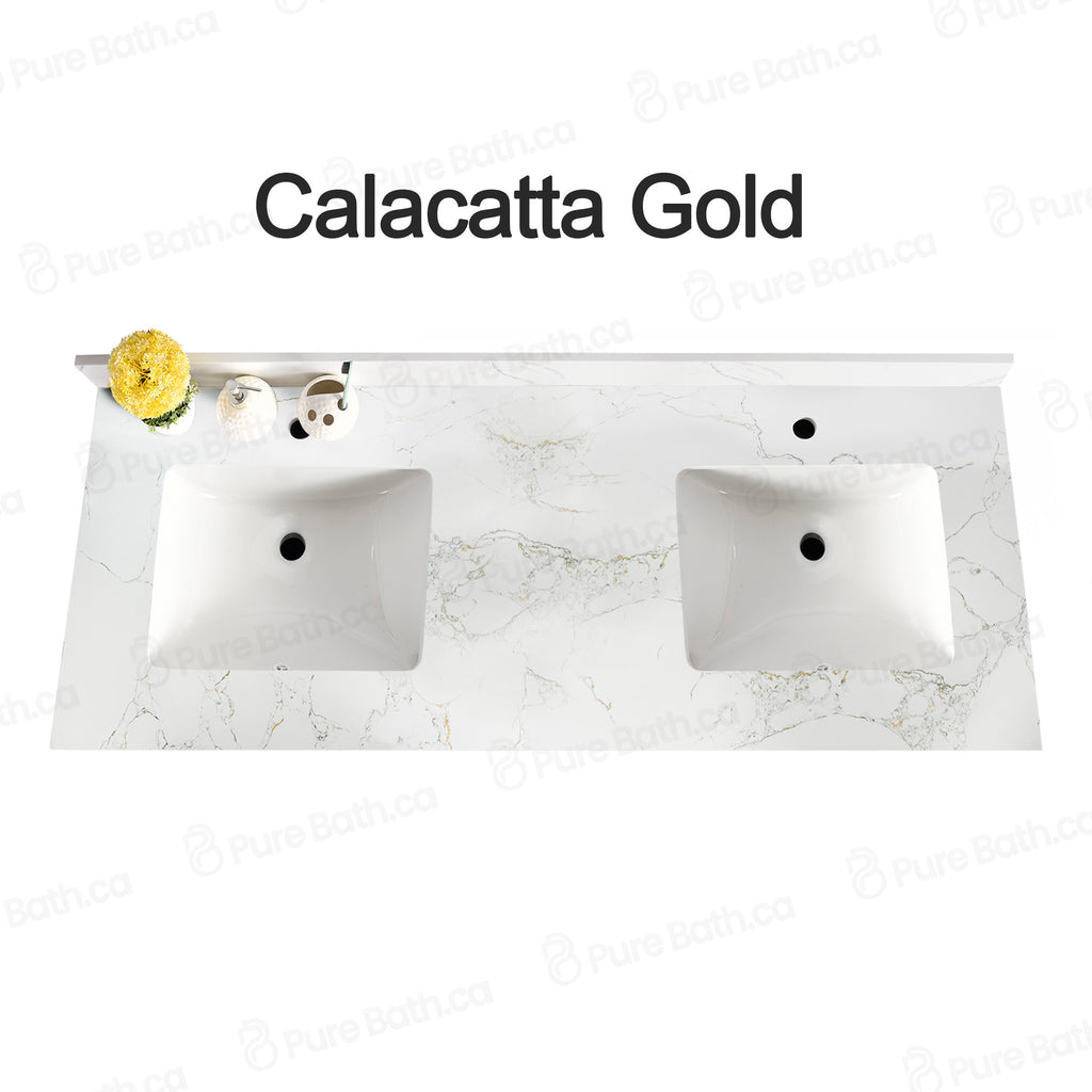 61" x 22.5" Calacatta Gold Double Sink Countertop