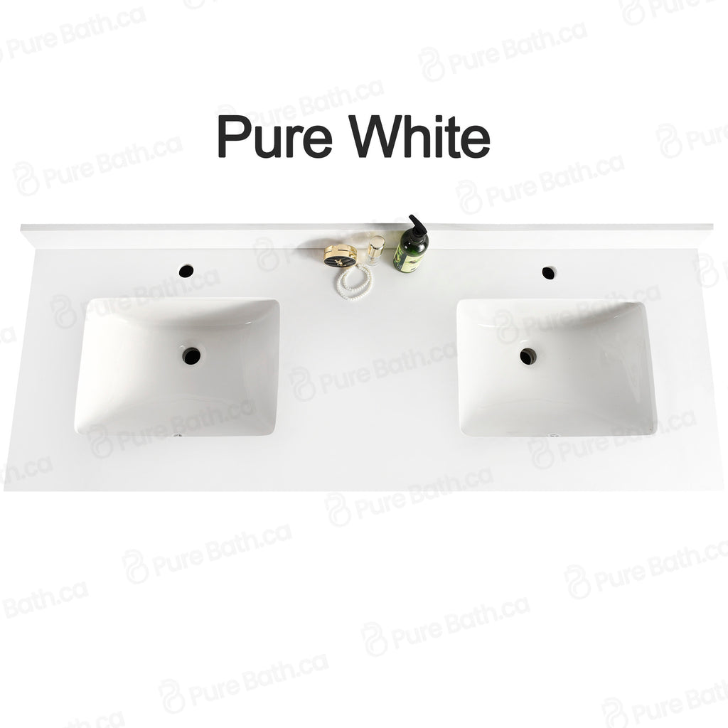 73" x 22.5" Pure White Double Sink Countertop