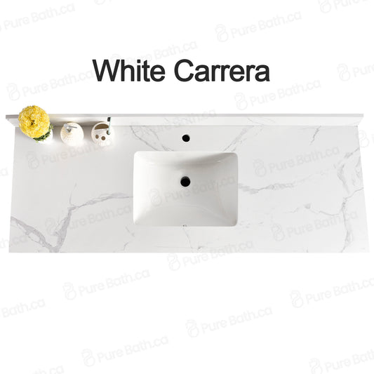 73" x 22.5" White Carrara Single Sink Countertop