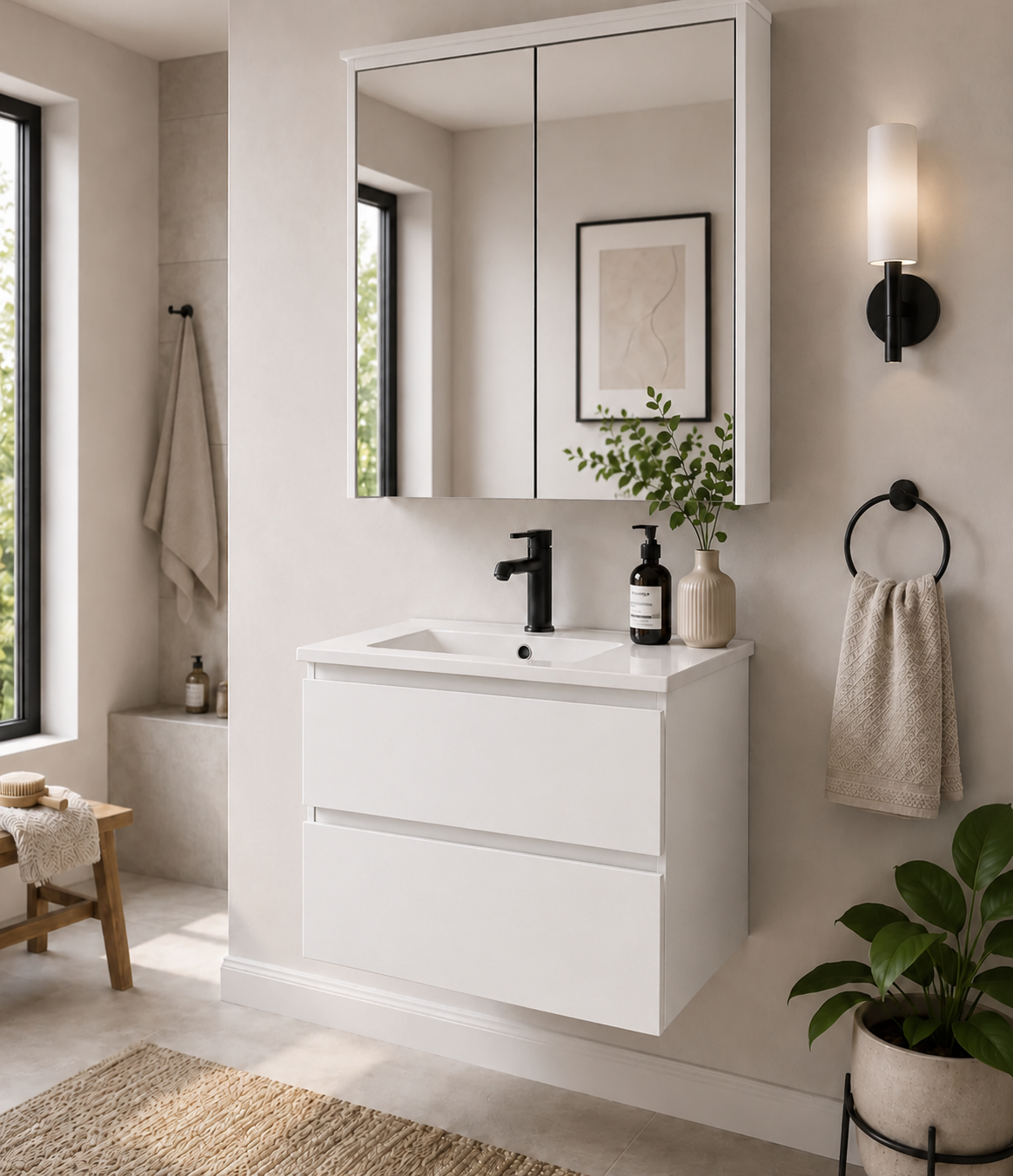 30" HC Series Hanging Vanity With Single Sink and Storage