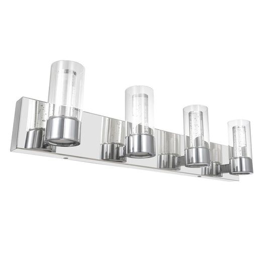 28.5'' Modern Chrome Glass Cylinder Vanity Light – 4-Light
