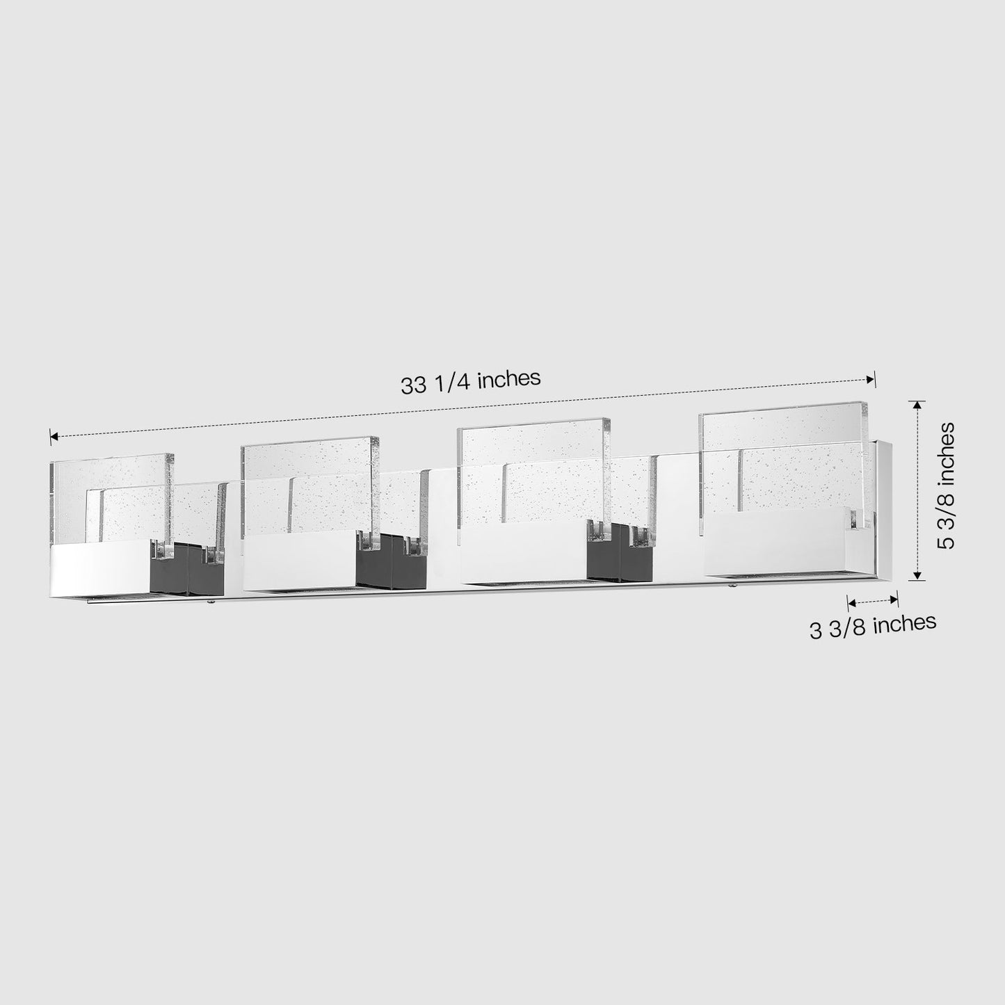 33'' Contemporary Chrome Wall Vanity Light – Bubble Glass Shades (4-Light)