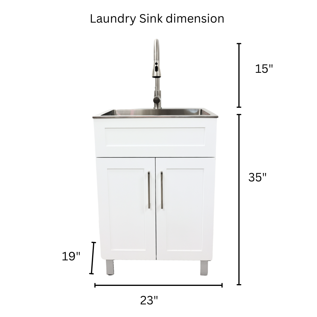 single sink laundry cabinet with faucet dimension