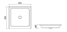32x32 inch Central Drain Acrylic Shower Base