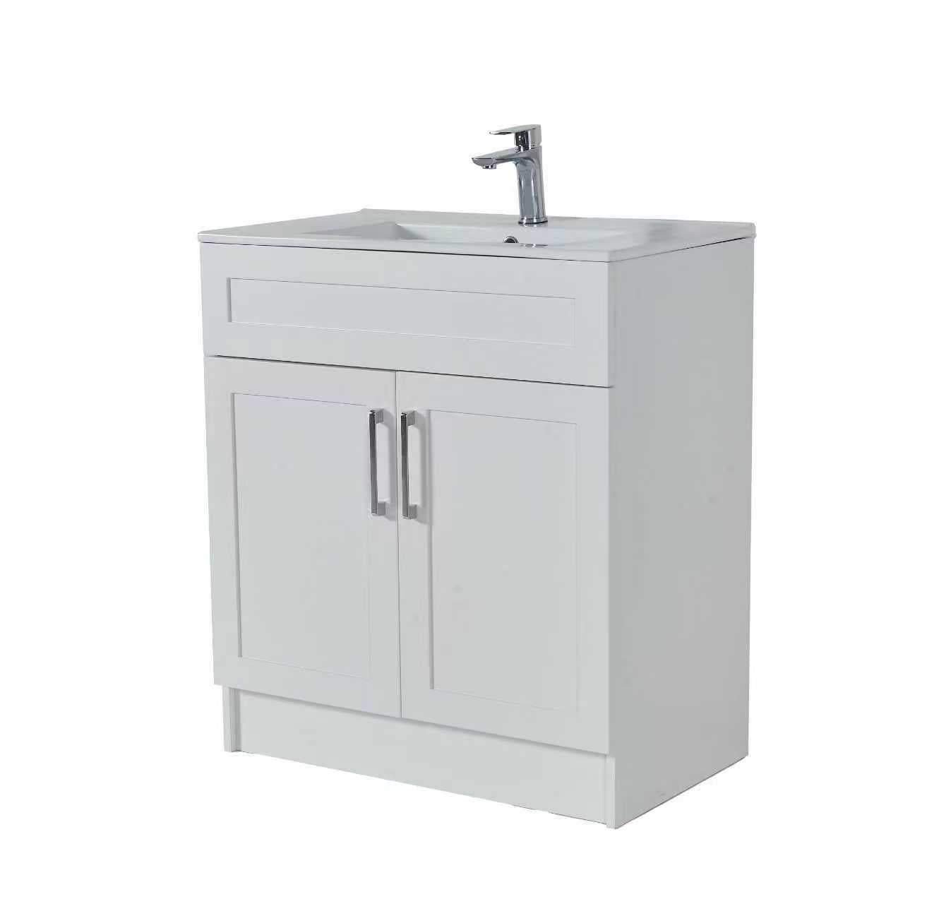 30″ Freestanding Bathroom Vanity With Ceramic Top (MDF)(GLS117)