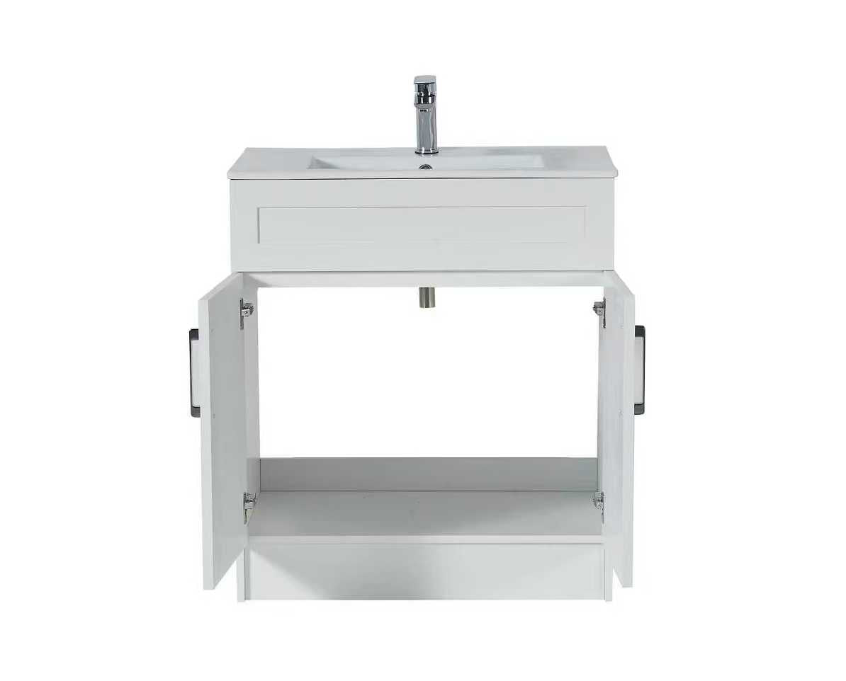 30″ Freestanding Bathroom Vanity With Ceramic Top (MDF)(GLS117)