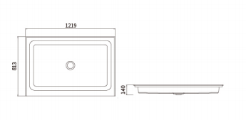 48×32 inch Central Drain Acrylic Shower Base
