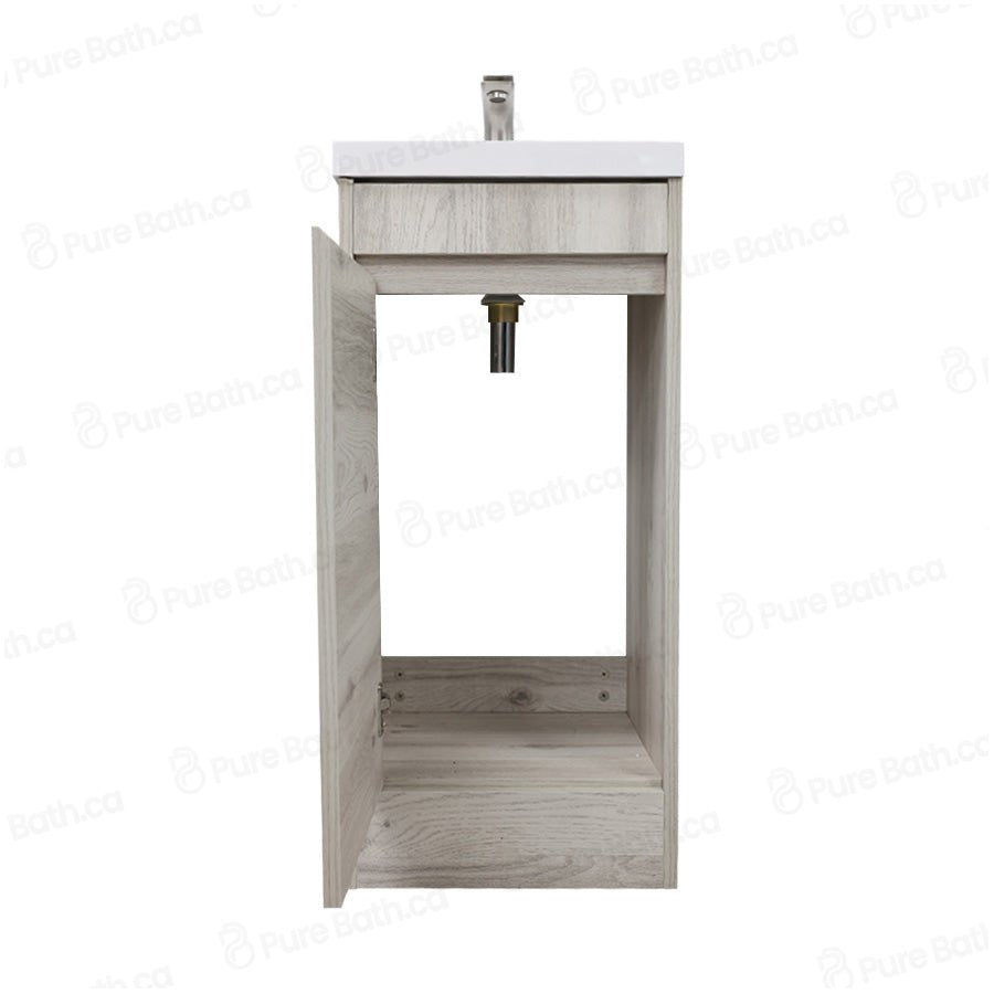 16"  Powder Room Bathroom Vanity With Single Sink and Storage