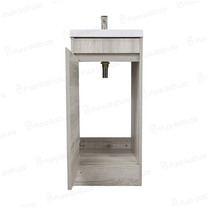 16"  Powder Room Bathroom Vanity With Single Sink and Storage