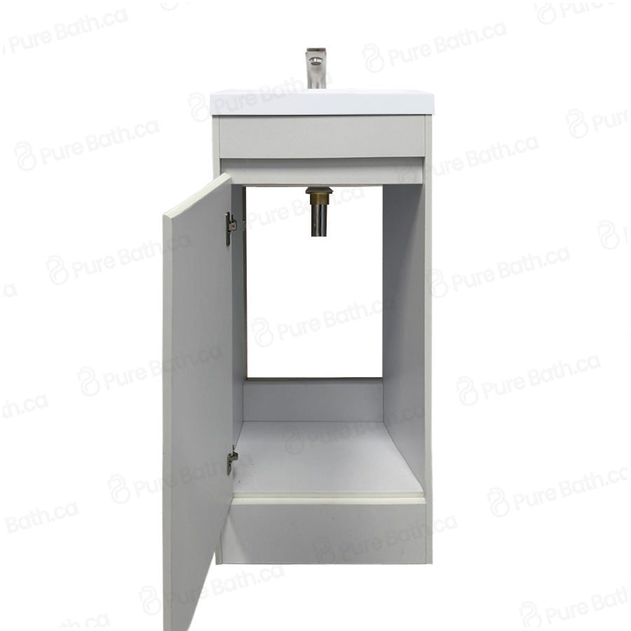 16"  Powder Room Bathroom Vanity With Single Sink and Storage