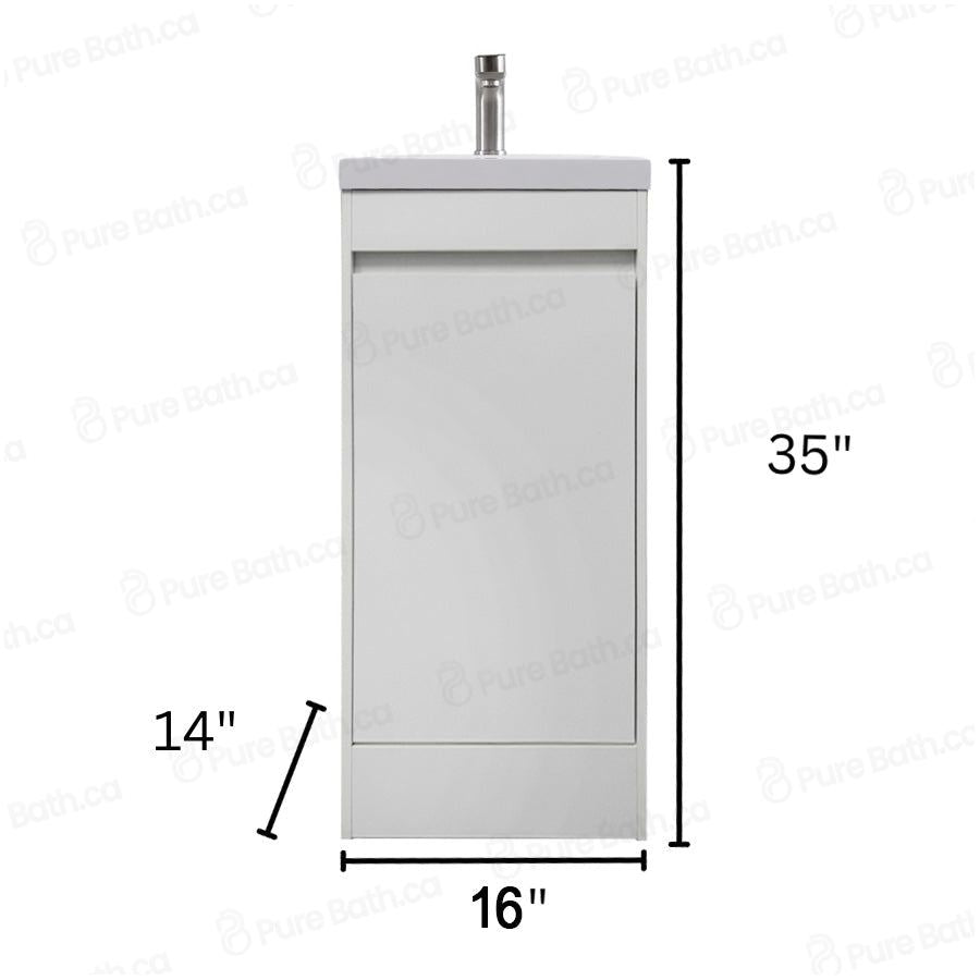 16"  Powder Room Bathroom Vanity With Single Sink and Storage