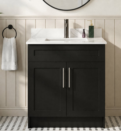 30″ Bathroom Vanity (HDF). Double Doors. Free Standing Bathroom Cabinet