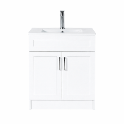 30″ Freestanding Bathroom Vanity With Ceramic Top (MDF)(GLS117)