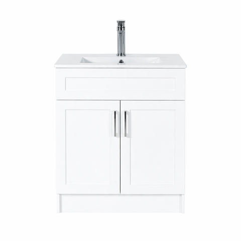 30″ Freestanding Bathroom Vanity With Ceramic Top (MDF)(GLS117)