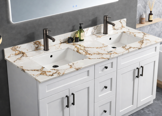 61" x 22.5" Calacatta Gold Double Sink Countertop