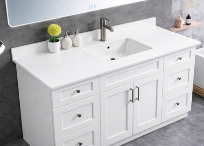 61" x 22.5" Pure White Single Sink Countertop