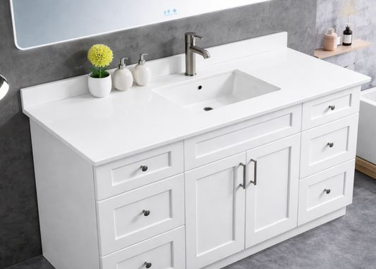 61" x 22.5" Pure White Single Sink Countertop