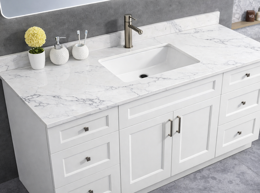 73" x 22.5" White Carrara Single Sink Countertop