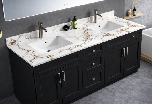 73" x 22.5" Calacatta Gold Double Sink Countertop