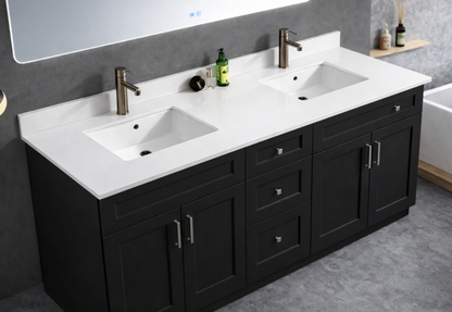 73" x 22.5" Pure White Double Sink Countertop