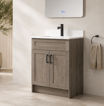 24″ Bathroom Vanity Oak Light (MDF). Free Standing