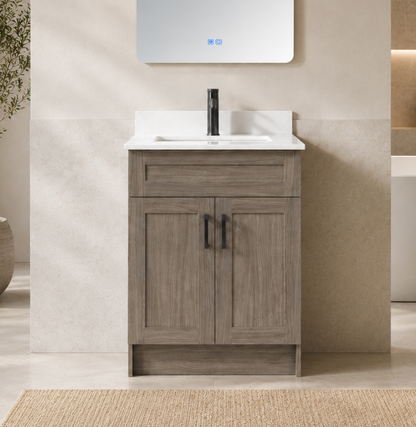 24″ Bathroom Vanity Oak Light (MDF). Free Standing