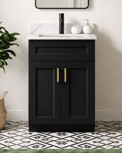 24″ Bathroom Vanity (Pinewood) Double Doors Free Standing Bathroom Cabinet