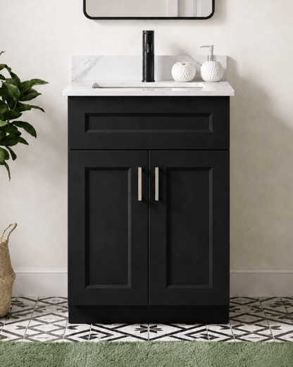 24″ Bathroom Vanity (Pinewood) Double Doors Free Standing Bathroom Cabinet