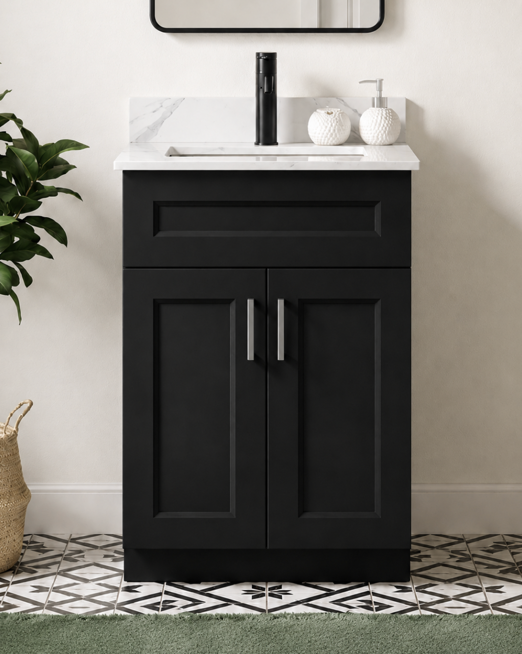 24″ Bathroom Vanity (Pinewood) Double Doors Free Standing Bathroom Cabinet