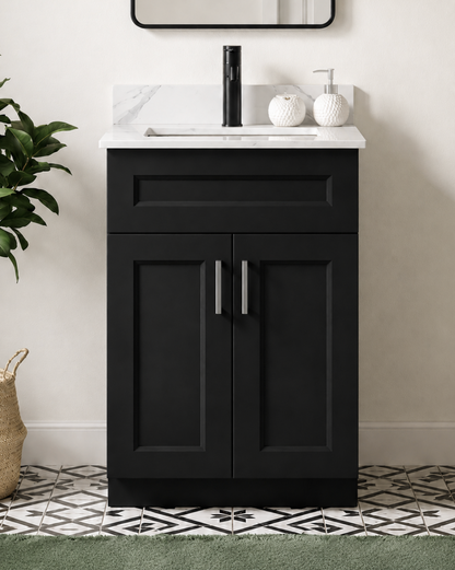 24″ Bathroom Vanity (Pinewood) Double Doors Free Standing Bathroom Cabinet