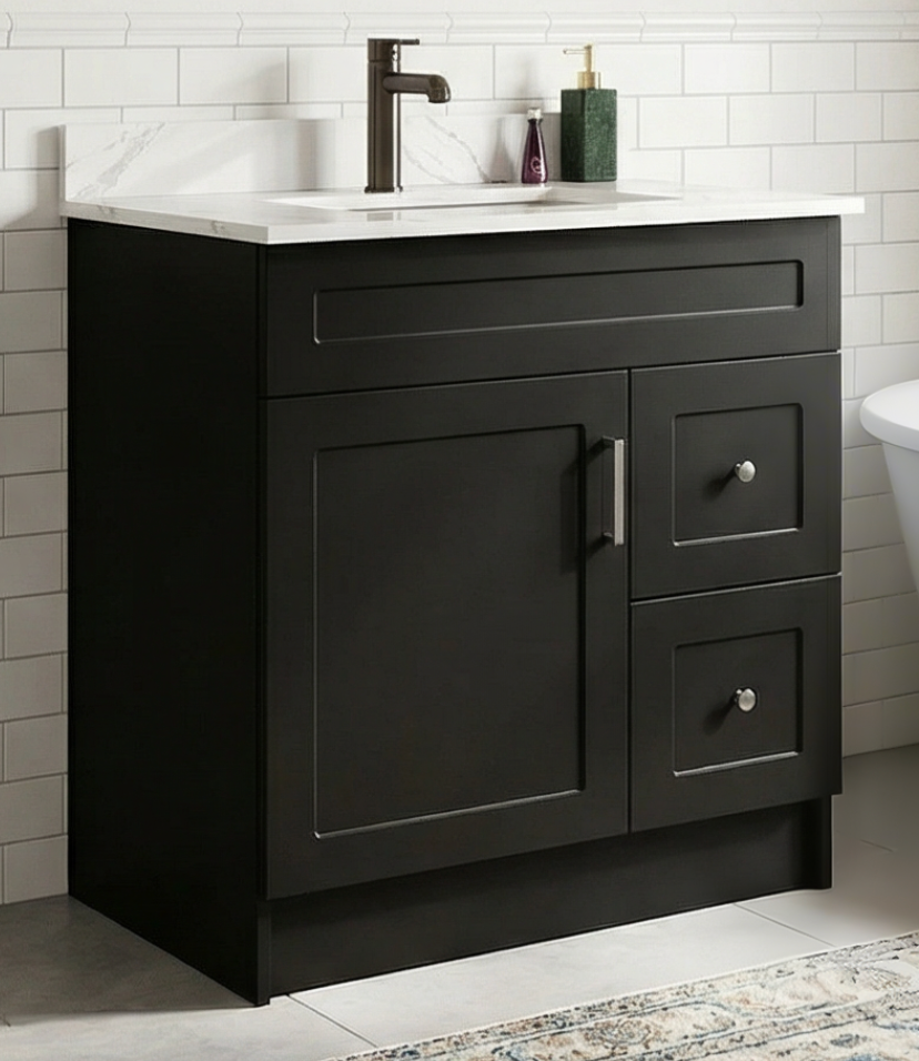 30″ Bathroom Vanity (HDF) with Two Drawers / Free Standing Bathroom Cabinet Left/Right