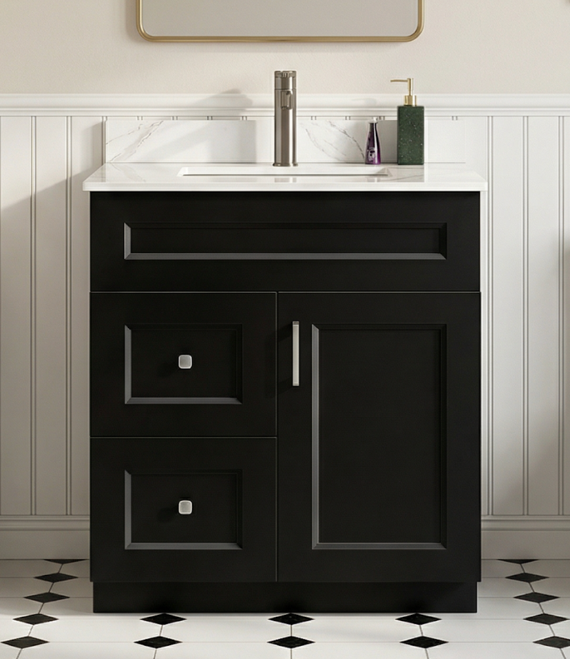 30″ Bathroom Vanity (Pinewood) Free Standing Bathroom Cabinet Left/Right