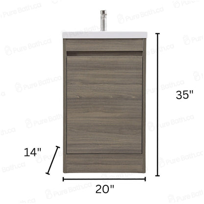 20" Powder Room Bathroom Vanity With Single Sink and Storage