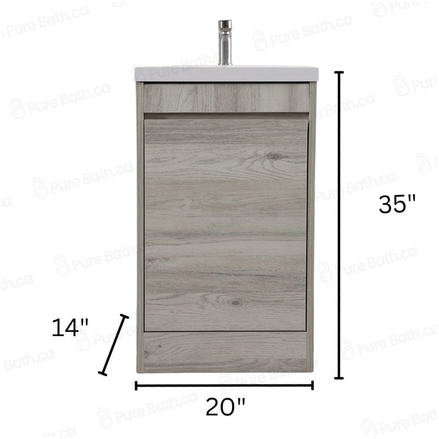 20" Powder Room Bathroom Vanity With Single Sink and Storage