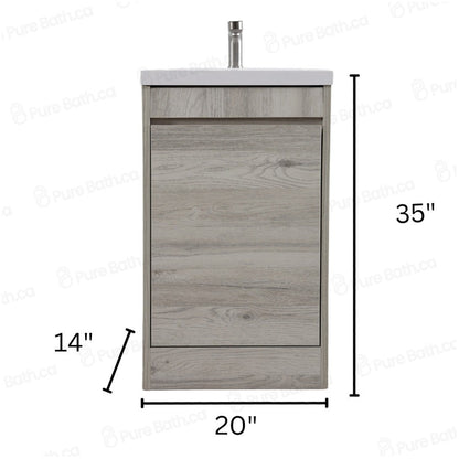20" Powder Room Bathroom Vanity With Single Sink and Storage