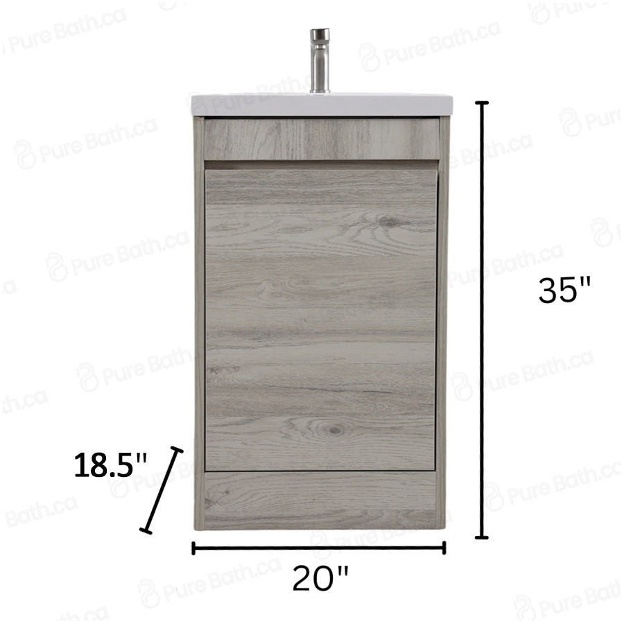 20" Powder Room Bathroom Vanity With Single Sink and Storage