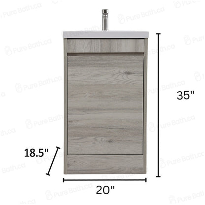 20" Powder Room Bathroom Vanity With Single Sink and Storage