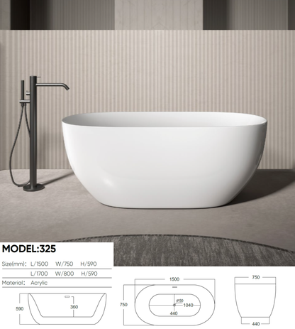 325-1500&1700 Acrylic Freestanding Bathtub