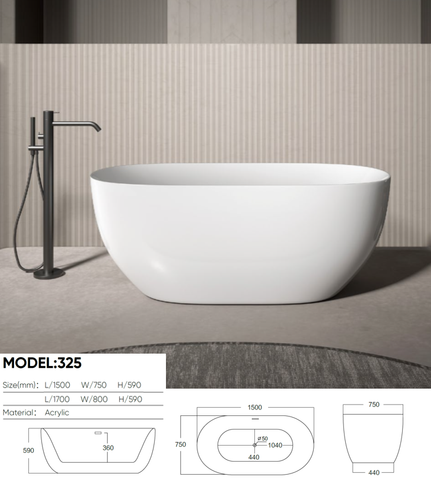 325-1500&1700 Acrylic Freestanding Bathtub