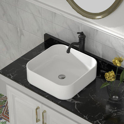 Square Ceramic Vessel Sink – White Finish