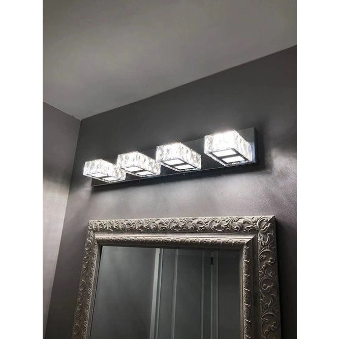 Luxury 4-Light Crystal LED Vanity Light – Chrome Finish