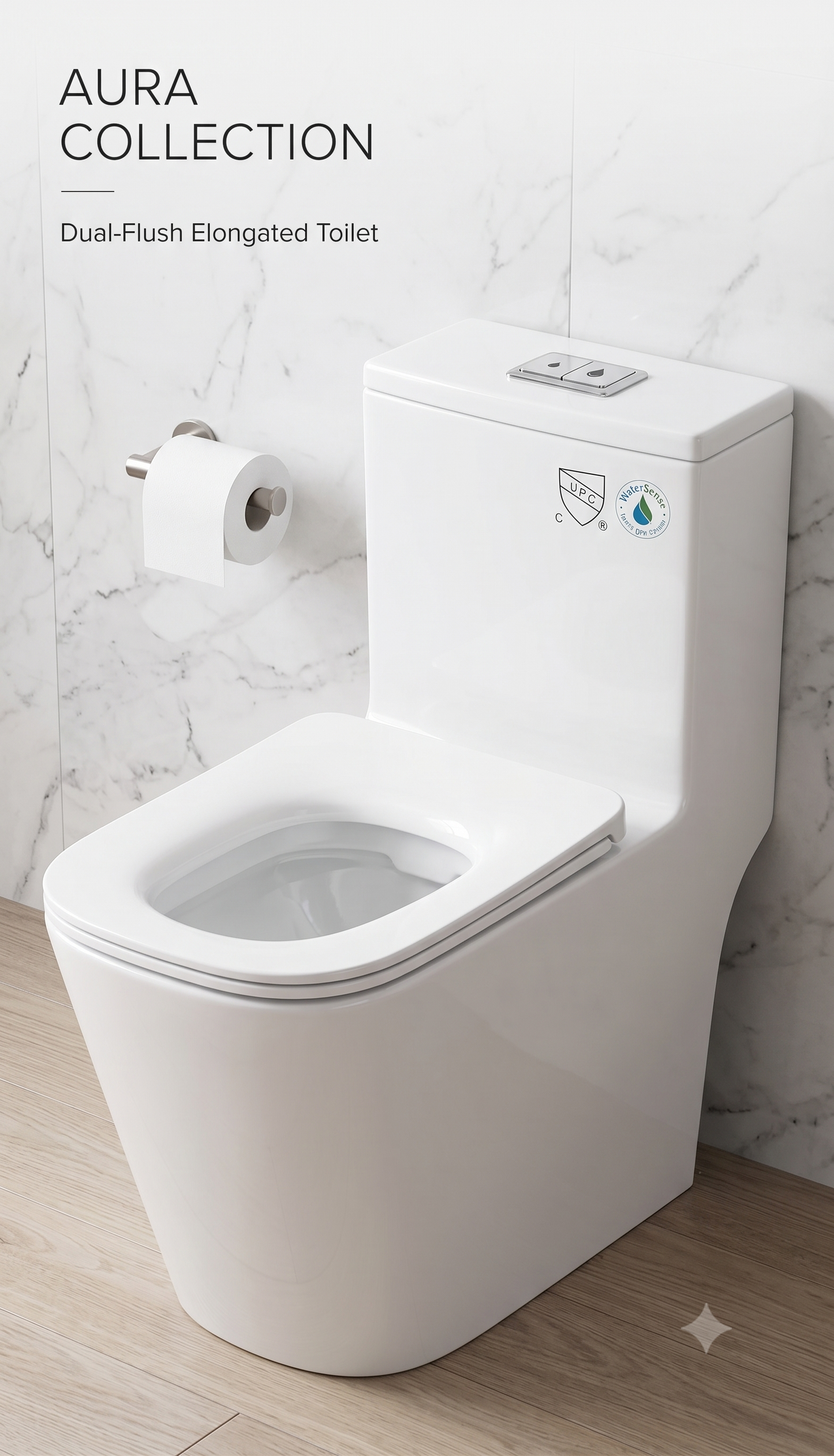 T2023 White One-Piece Dual-Flush Elongated Toilet
