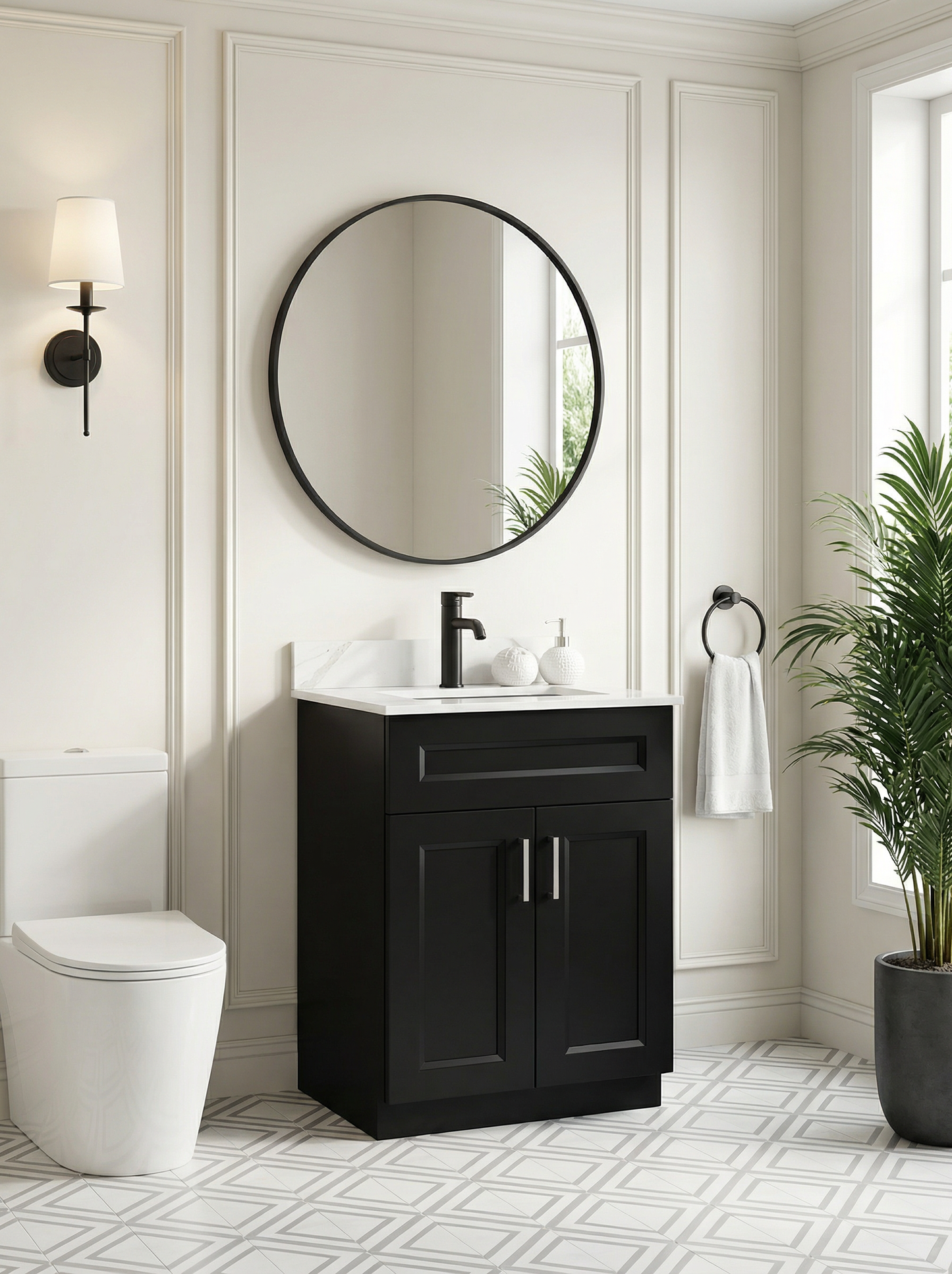 24″ Bathroom Vanity (Pinewood) Double Doors Free Standing Bathroom Cabinet