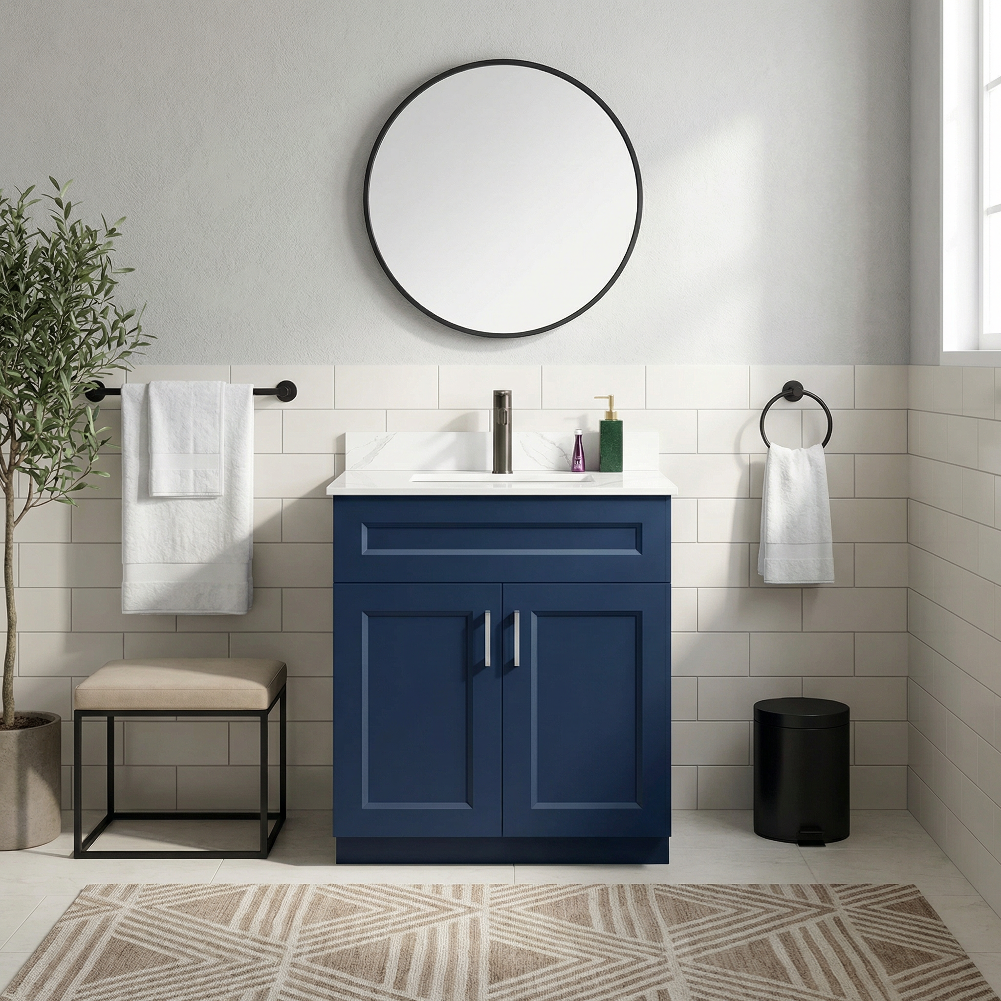 24″ Bathroom Vanity (Pinewood) Double Doors Free Standing Bathroom Cabinet