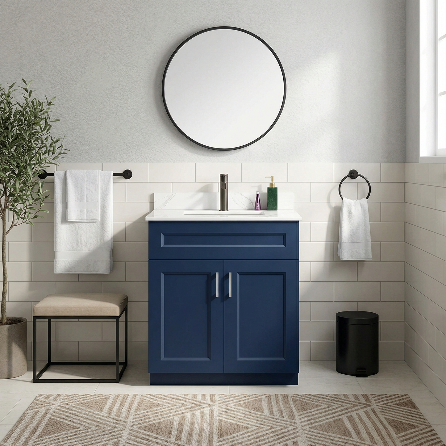 24″ Bathroom Vanity (Pinewood) Double Doors Free Standing Bathroom Cabinet
