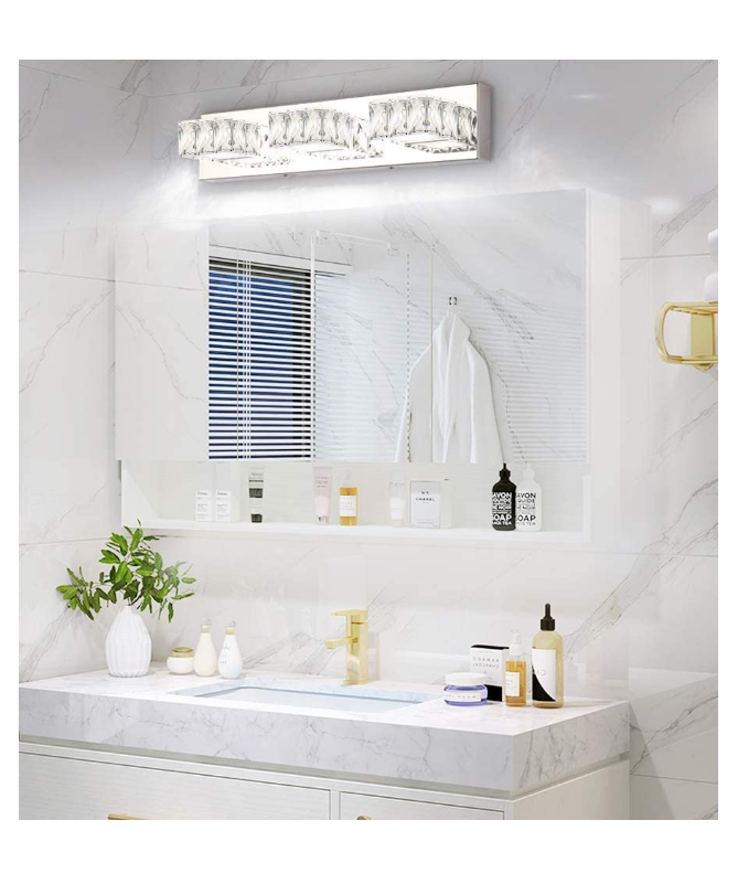 Luxury 3-Light Crystal LED Vanity Light – Chrome Finish